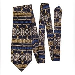 Bialucci silk tie, paisley blue and gold